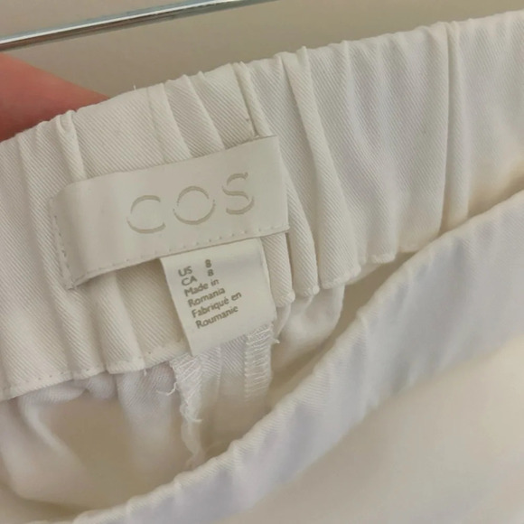 COS Elastic Waist Wide Leg Cotton Joggers Pants White Size 8 Casual - Picture 5 of 8